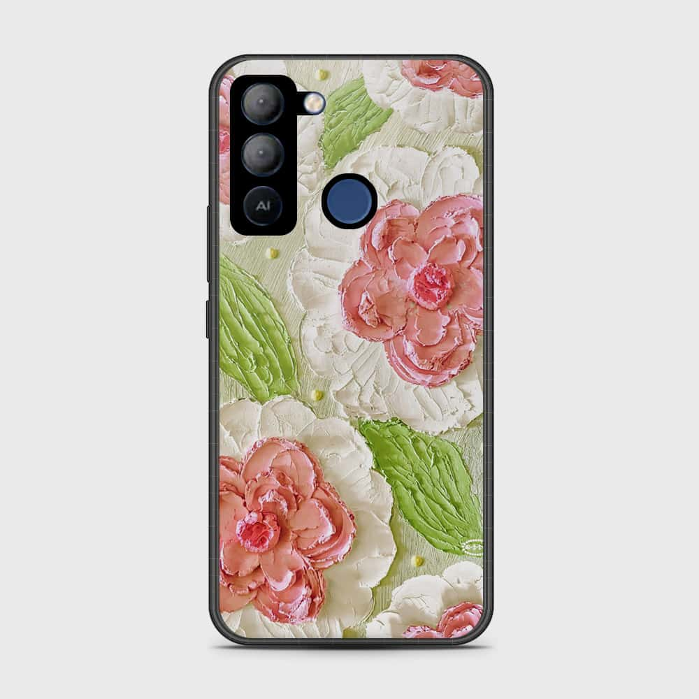 Tecno Pop 5 LTE Cover - Floral Series - Design 13 - Offwhite & Green - HQ Premium Shine Durable Shatterproof Case