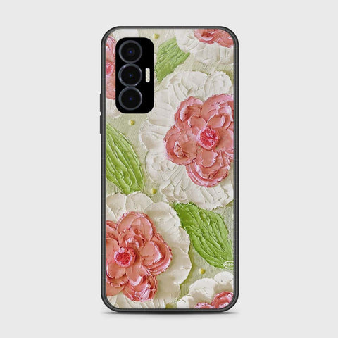 Tecno Pova 3 Cover - Floral Series - Design 13 - Offwhite & Green - HQ Premium Shine Durable Shatterproof Case