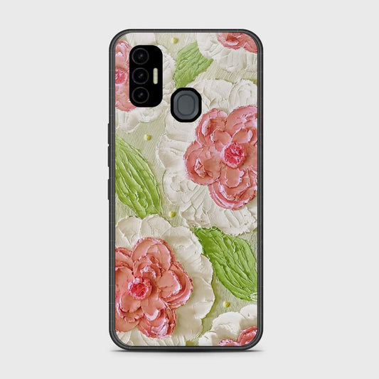 Tecno Spark 7 Cover - Floral Series - Design 13 - Offwhite & Green - HQ Premium Shine Durable Shatterproof Case