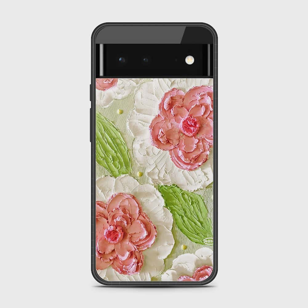 Google Pixel 6 Cover - Floral Series - Design 13 - Offwhite & Green - HQ Premium Shine Durable Shatterproof Case