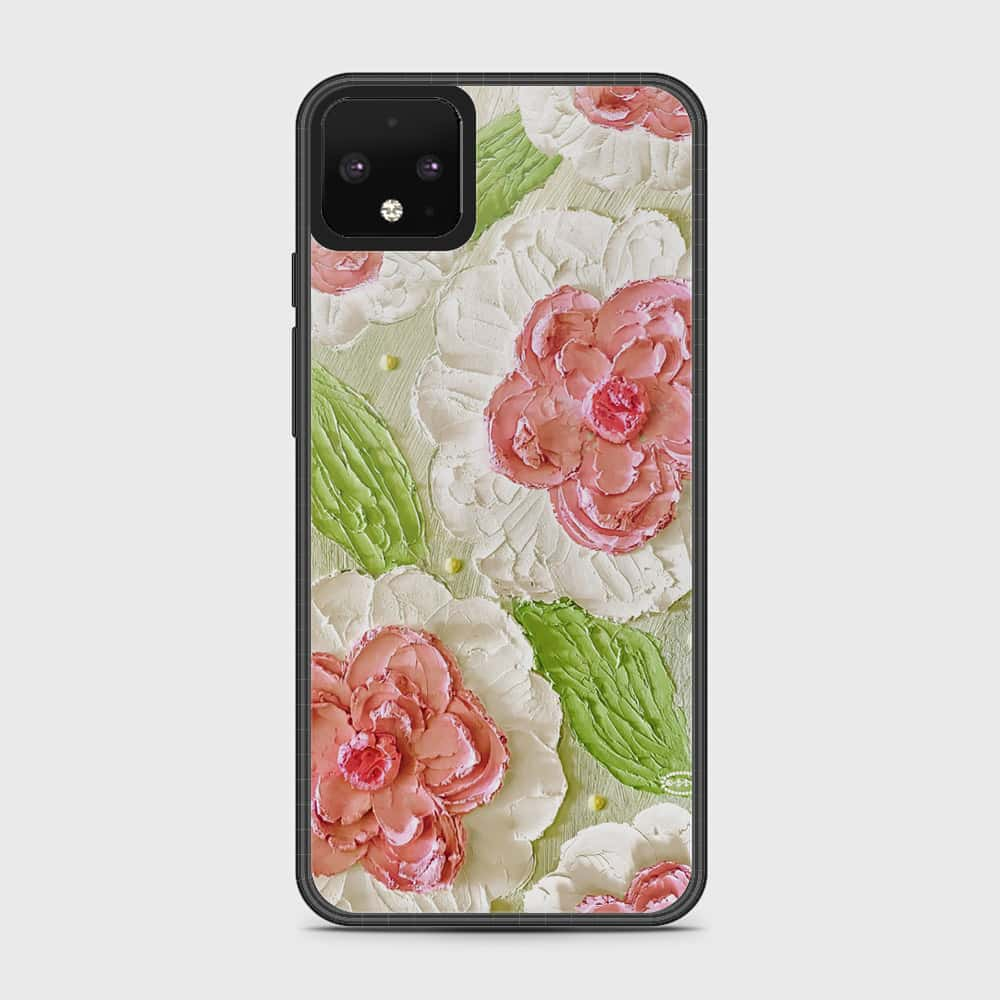 Google Pixel 4 Cover - Floral Series - Design 13 - Offwhite & Green - HQ Premium Shine Durable Shatterproof Case