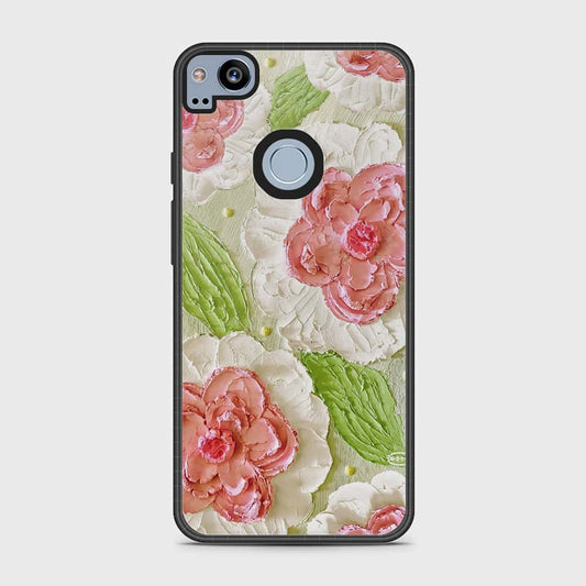 Google Pixel 2 Cover - Floral Series - Design 13 - Offwhite & Green - HQ Premium Shine Durable Shatterproof Case