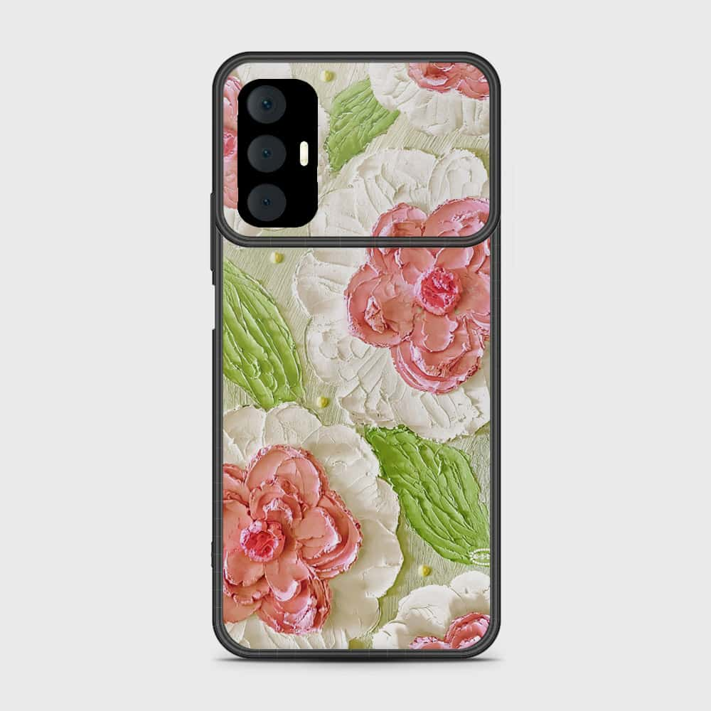 Tecno Spark 8 Pro Cover - Floral Series - Design 13 - Offwhite & Green - HQ Premium Shine Durable Shatterproof Case