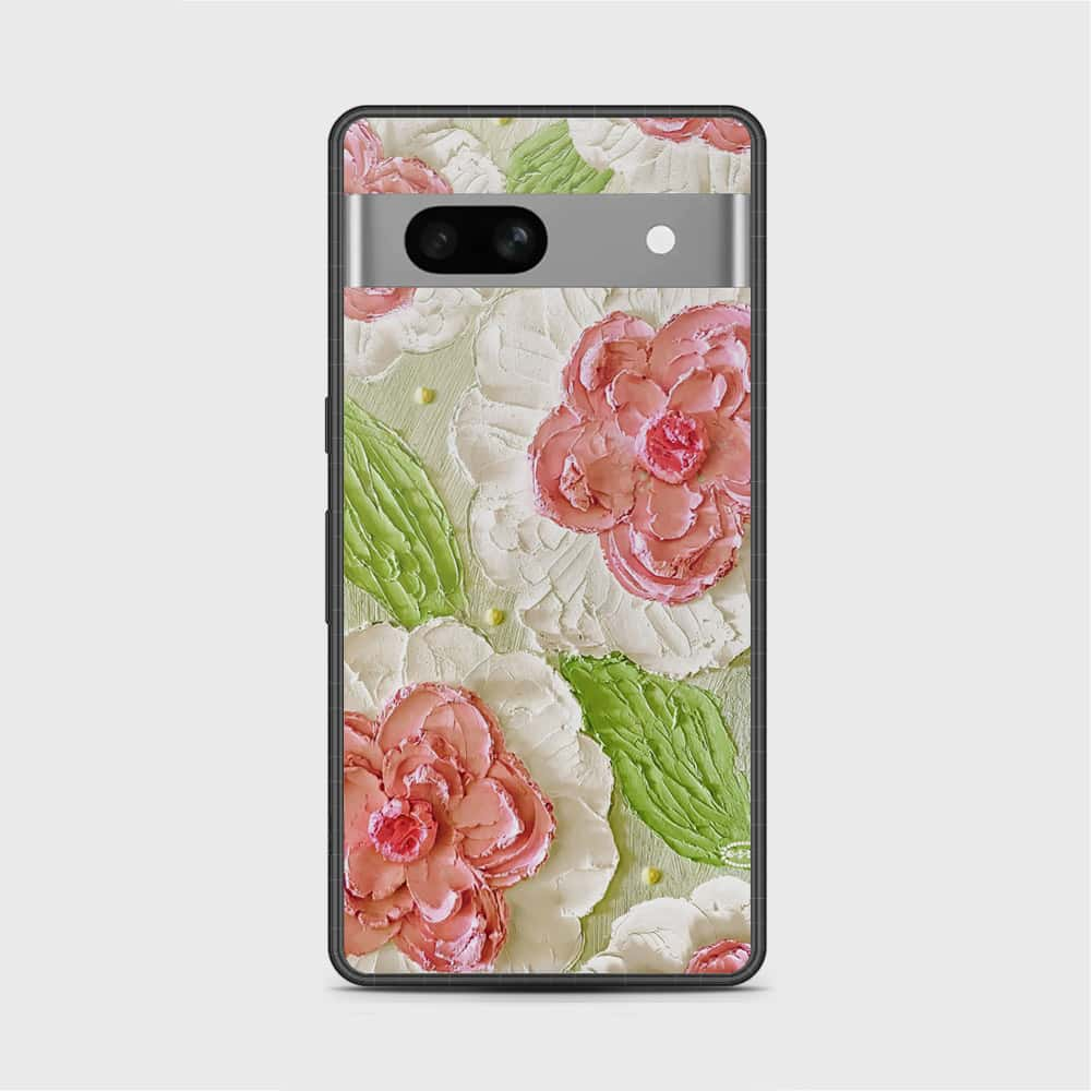 Google Pixel 7a Cover - Floral Series - Design 13 - Offwhite & Green - HQ Premium Shine Durable Shatterproof Case