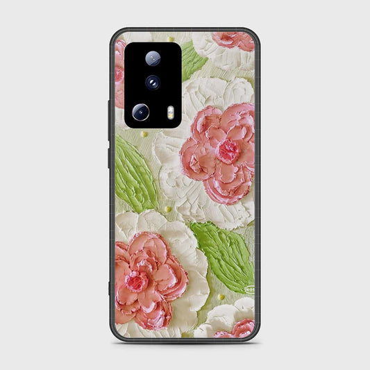 Xiaomi 13 Lite Cover - Floral Series - Design 13 - Offwhite & Green - HQ Premium Shine Durable Shatterproof Case