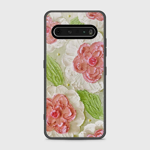 LG V60 Cover - Floral Series - Design 13 - Offwhite & Green - HQ Premium Shine Durable Shatterproof Case