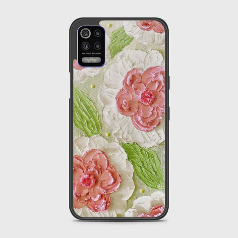 LG K52 Cover - Floral Series - Design 13 - Offwhite & Green - HQ Premium Shine Durable Shatterproof Case