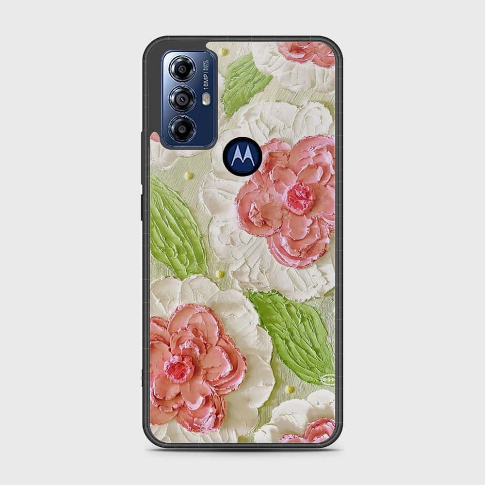 Motorola Moto G Play 2023 Cover - Floral Series - Design 13 - Offwhite & Green - HQ Premium Shine Durable Shatterproof Case