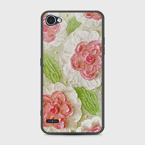 LG Q6 Cover - Floral Series - Design 13 - Offwhite & Green - HQ Premium Shine Durable Shatterproof Case