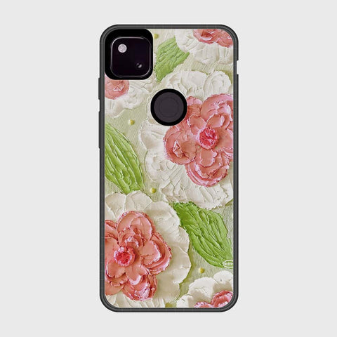 Google Pixel 4a 4G Cover - Floral Series - Design 13 - Offwhite & Green - HQ Premium Shine Durable Shatterproof Case