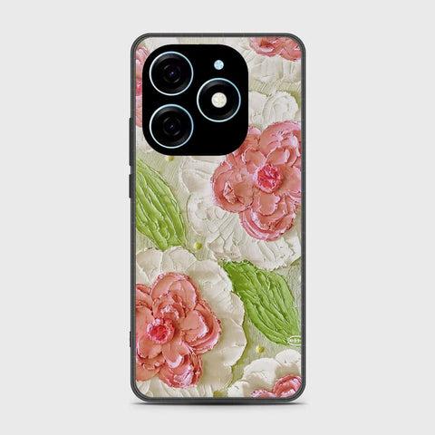 Tecno Spark 20C Cover - Floral Series - Design 13 - Offwhite & Green - HQ Premium Shine Durable Shatterproof Case