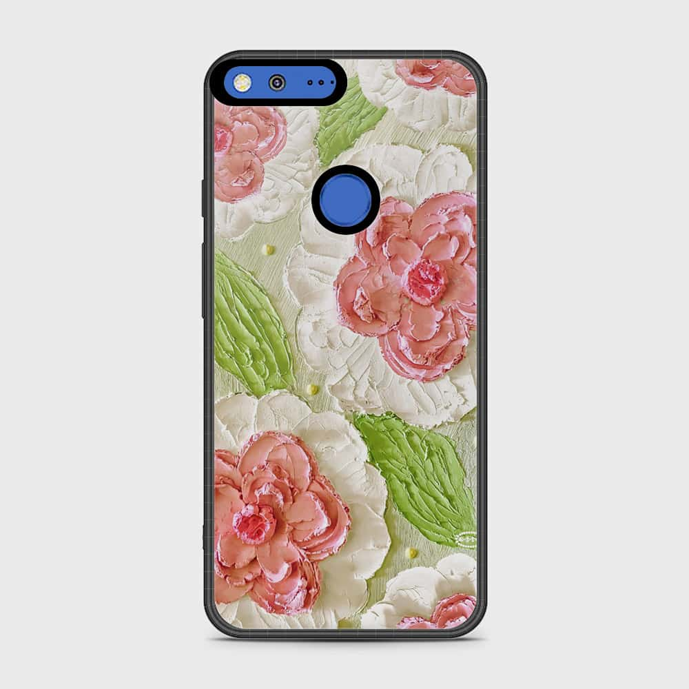 Google Pixel XL Cover - Floral Series - Design 13 - Offwhite & Green - HQ Premium Shine Durable Shatterproof Case