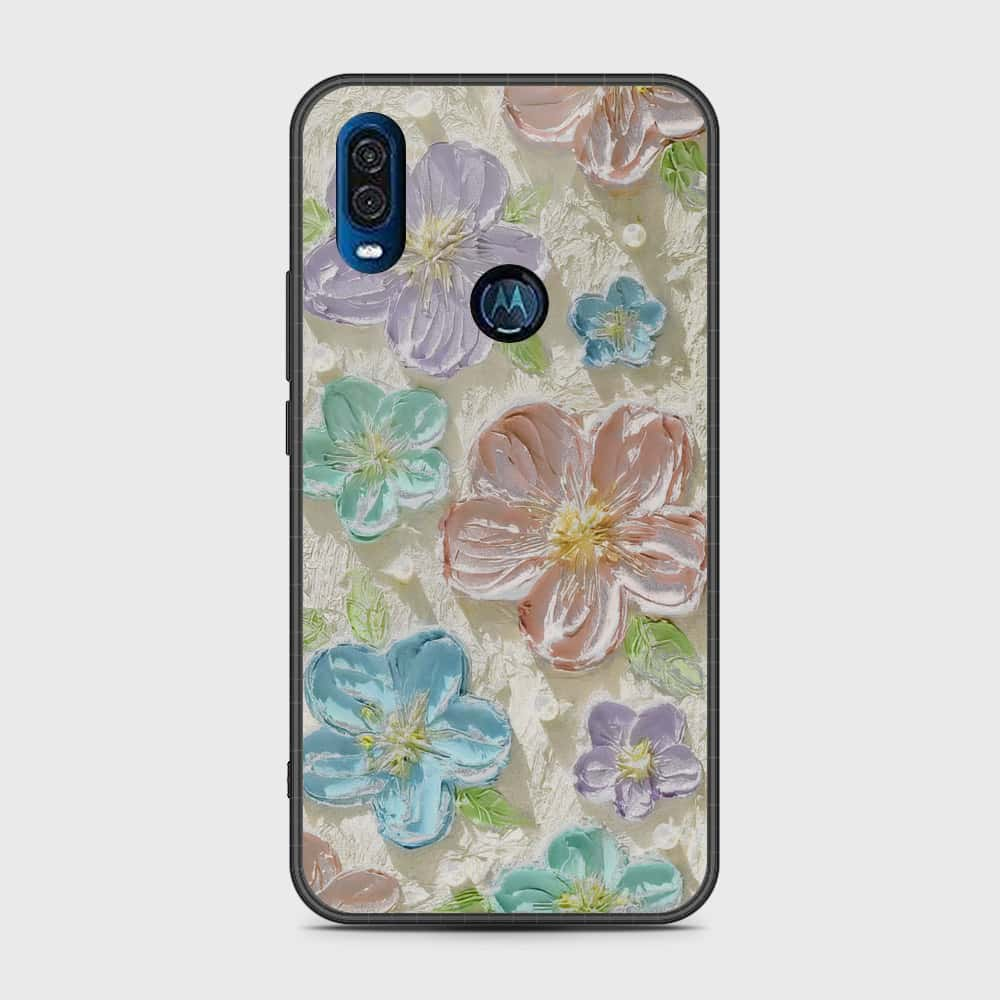 Motorola One Vision Cover - Floral Series - Design 14 - Blue & Purple - HQ Premium Shine Durable Shatterproof Case