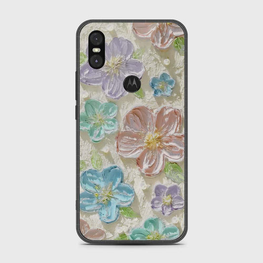 Motorola One Cover - Floral Series - Design 14 - Blue & Purple - HQ Premium Shine Durable Shatterproof Case