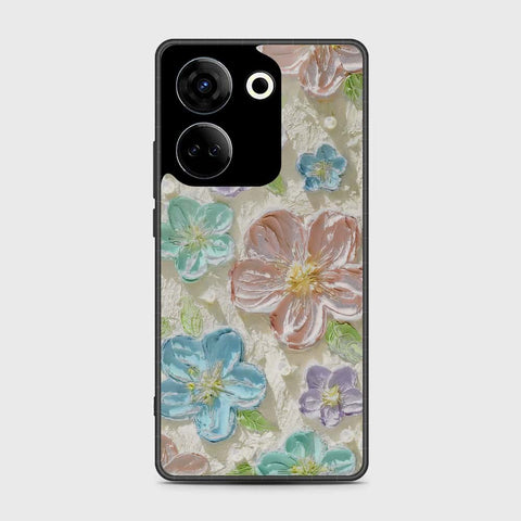 Tecno Camon 20 Cover - Floral Series - Design 14 - Blue & Purple - HQ Premium Shine Durable Shatterproof Case