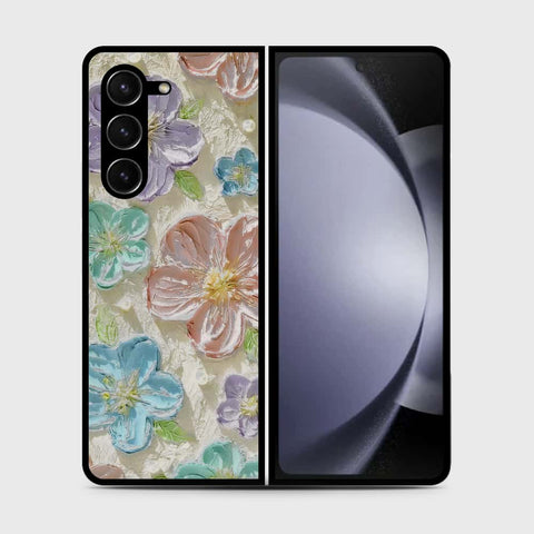 Samsung Galaxy Z Fold 5 5G Cover - Floral Series - Design 14 - Blue & Purple - HQ Premium Shine Durable Shatterproof Case