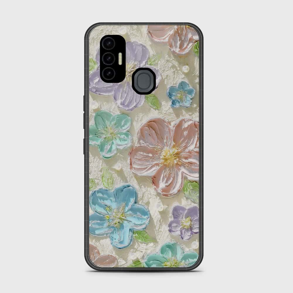 Tecno Spark 7 Cover - Floral Series - Design 14 - Blue & Purple - HQ Premium Shine Durable Shatterproof Case