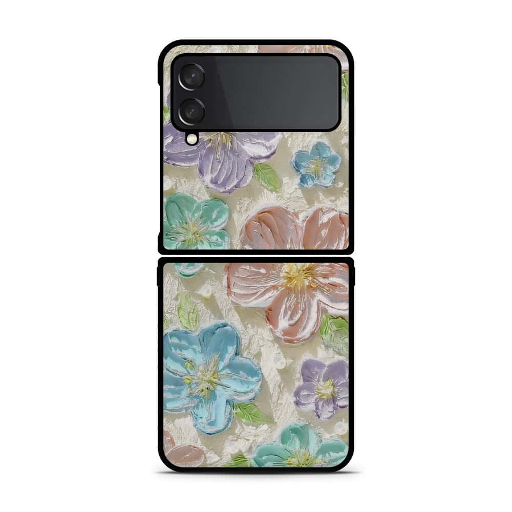 Samsung Galaxy Z Flip 4 5G Cover - Floral Series - Design 14 - Blue & Purple - HQ Premium Shine Durable Shatterproof Case (Fast Delivery)