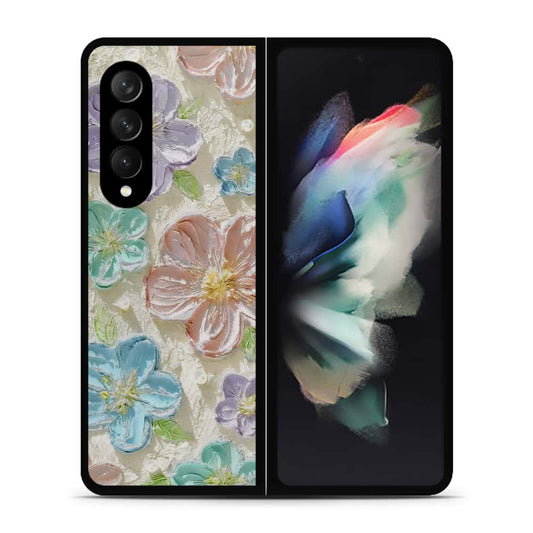 Samsung Galaxy Z Fold 3 5G Cover - Floral Series - Design 14 - Blue & Purple - HQ Premium Shine Durable Shatterproof Case