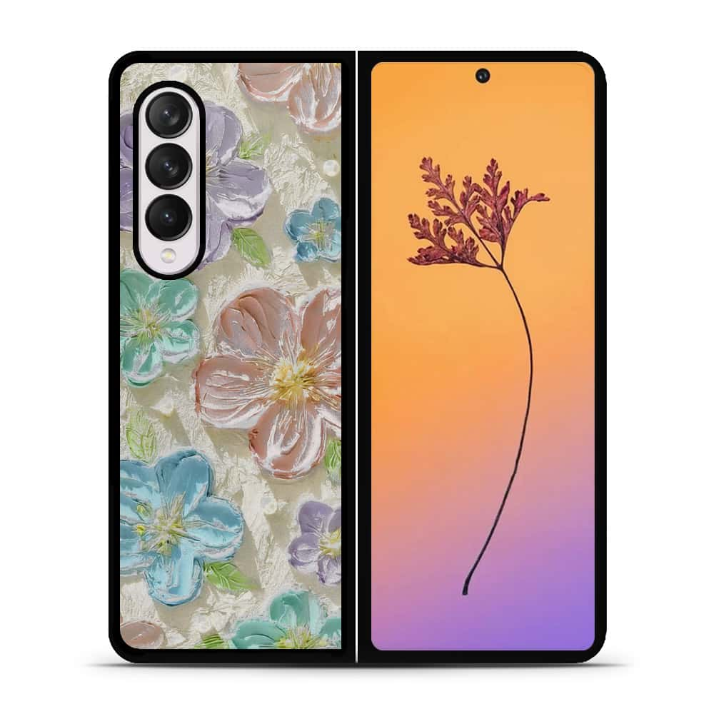 Samsung Galaxy Z Fold 4 5G Cover - Floral Series - Design 14 - Blue & Purple - HQ Premium Shine Durable Shatterproof Case