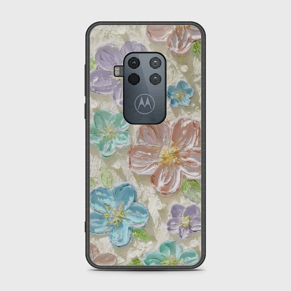 Motorola Moto One Zoom Cover - Floral Series - Design 14 - Blue & Purple - HQ Premium Shine Durable Shatterproof Case