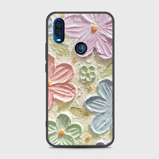 Motorola One Vision Cover - Floral Series - Design 15 - Blue & Green - HQ Premium Shine Durable Shatterproof Case