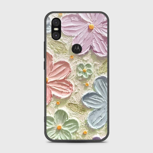 Motorola One Cover - Floral Series - Design 15 - Blue & Green - HQ Premium Shine Durable Shatterproof Case