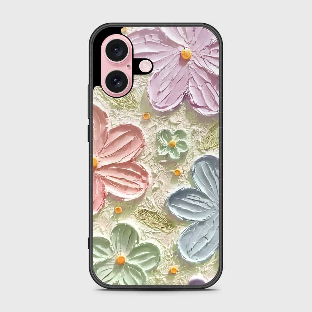 iPhone 16 Cover - Floral Series - Design 15 - Blue & Green - HQ Premium Shine Durable Shatterproof Case