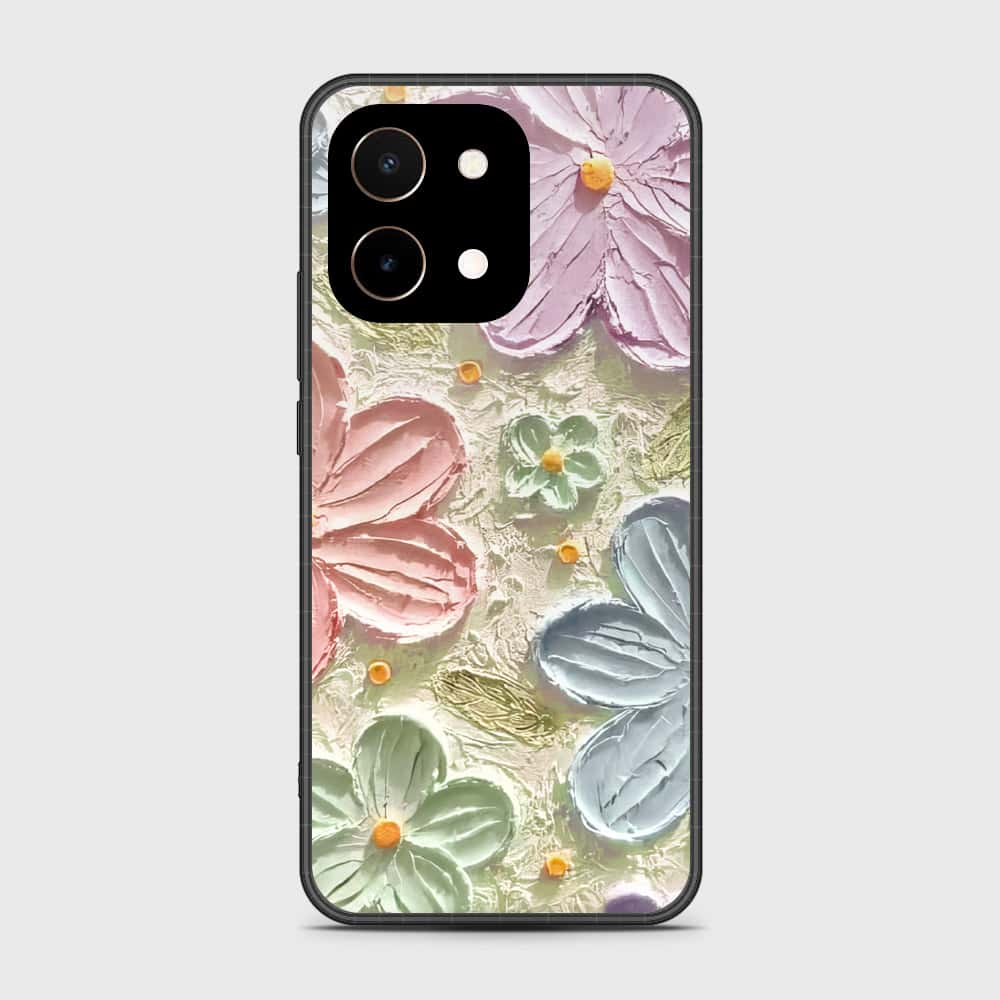 Vivo Y28 4G Cover - Floral Series - Design 15 - Blue & Green - HQ Premium Shine Durable Shatterproof Case