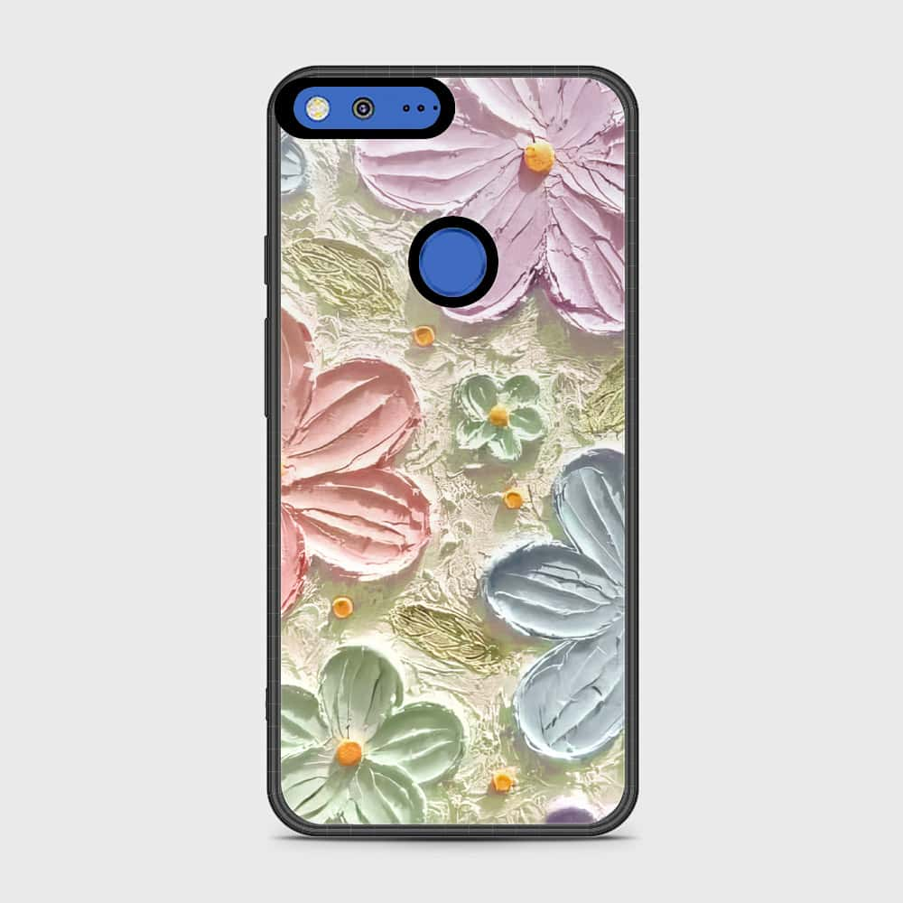 Google Pixel Cover - Floral Series - Design 15 - Blue & Green - HQ Premium Shine Durable Shatterproof Case