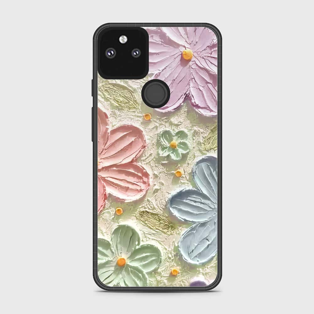 Google Pixel 5a 5G Cover - Floral Series - Design 15 - Blue & Green - HQ Premium Shine Durable Shatterproof Case