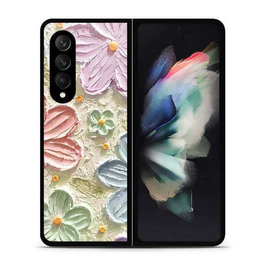 Samsung Galaxy Z Fold 3 5G Cover - Floral Series - Design 15 - Blue & Green - HQ Premium Shine Durable Shatterproof Case