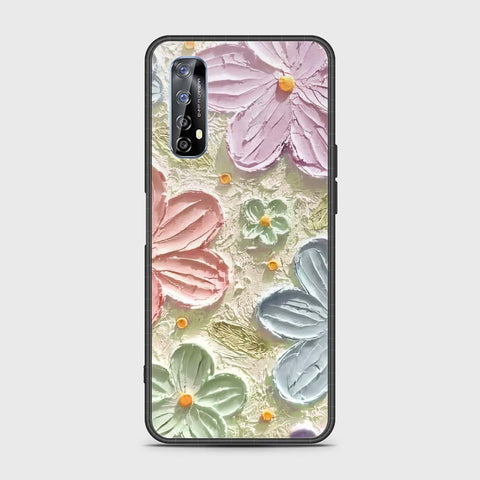 Realme 7 Cover - Floral Series - Design 15 - Blue & Green - HQ Premium Shine Durable Shatterproof Case