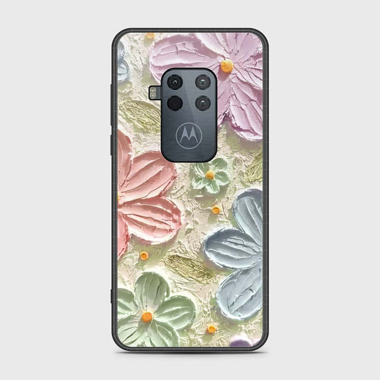 Motorola Moto One Zoom Cover - Floral Series - Design 15 - Blue & Green - HQ Premium Shine Durable Shatterproof Case