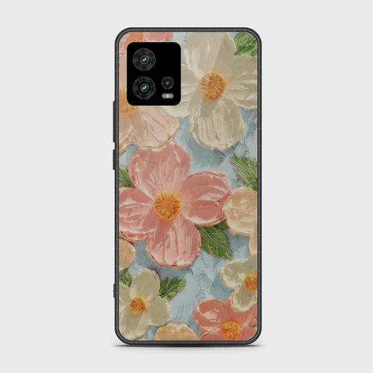 Motorola Moto G72 Cover - Floral Series - Design 16 - Cyan & Pink - HQ Premium Shine Durable Shatterproof Case