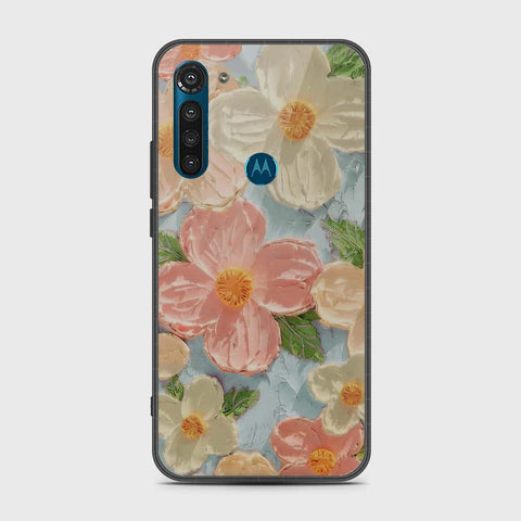 Motorola Moto G8 Power Cover - Floral Series - Design 16 - Cyan & Pink - HQ Premium Shine Durable Shatterproof Case