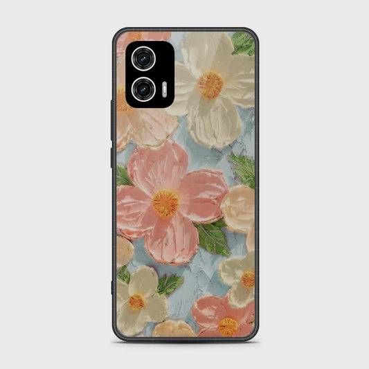 Motorola Moto G73 Cover - Floral Series - Design 16 - Cyan & Pink - HQ Premium Shine Durable Shatterproof Case