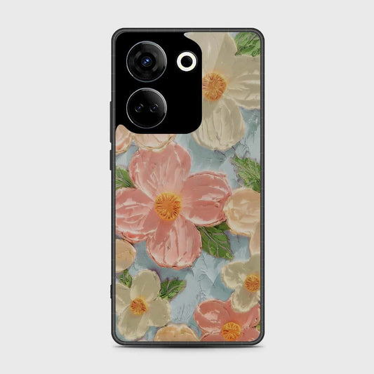 Tecno Camon 20 Cover - Floral Series - Design 16 - Cyan & Pink - HQ Premium Shine Durable Shatterproof Case