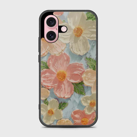 iPhone 16 Cover - Floral Series - Design 16 - Cyan & Pink - HQ Premium Shine Durable Shatterproof Case