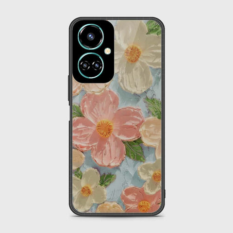 Tecno Camon 19 Cover - Floral Series - Design 16 - Cyan & Pink - HQ Premium Shine Durable Shatterproof Case