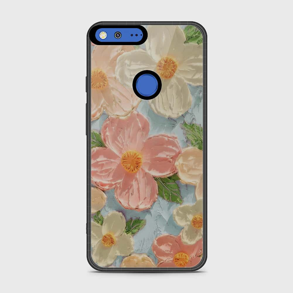 Google Pixel Cover - Floral Series - Design 16 - Cyan & Pink - HQ Premium Shine Durable Shatterproof Case