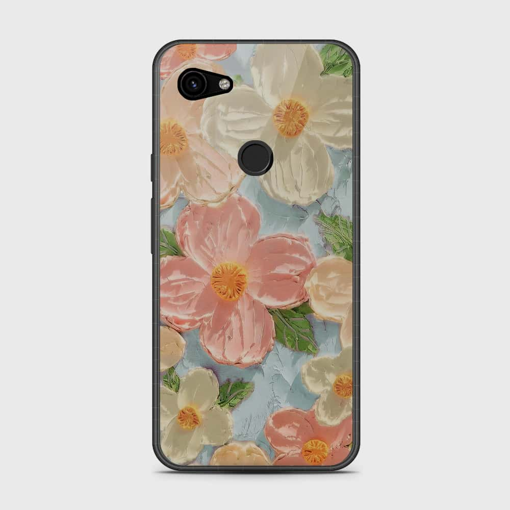 Google Pixel 3a Cover - Floral Series - Design 16 - Cyan & Pink - HQ Premium Shine Durable Shatterproof Case