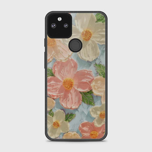 Google Pixel 5a 5G Cover - Floral Series - Design 16 - Cyan & Pink - HQ Premium Shine Durable Shatterproof Case