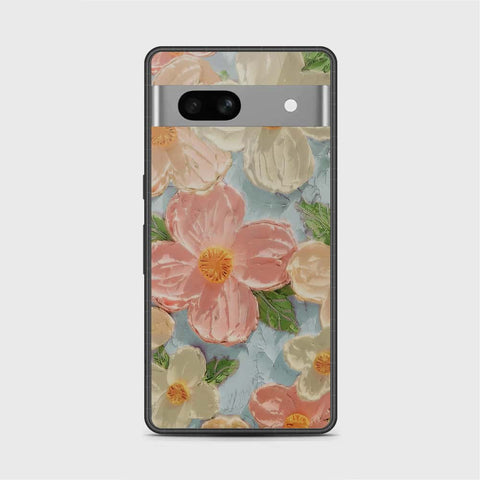 Google Pixel 7a Cover - Floral Series - Design 16 - Cyan & Pink - HQ Premium Shine Durable Shatterproof Case