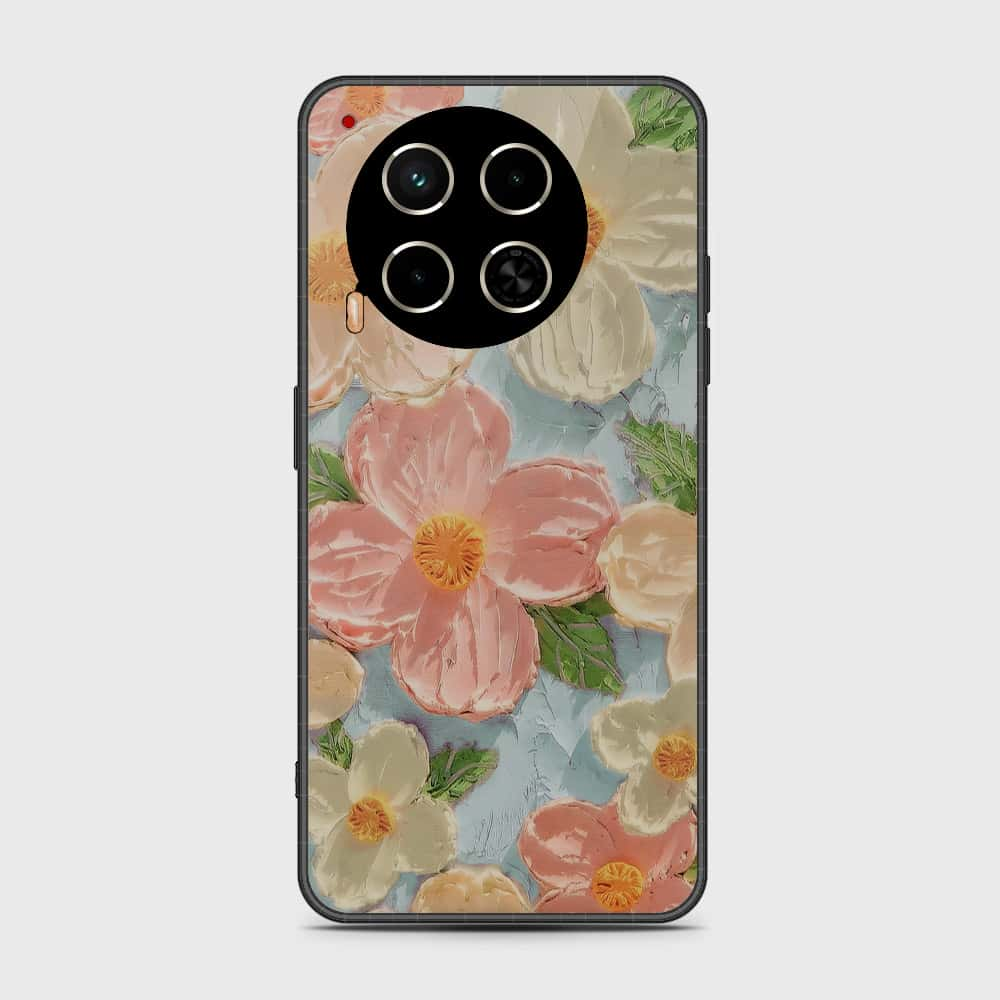 Tecno Camon 30 Cover - Floral Series - Design 16 - Cyan & Pink - HQ Premium Shine Durable Shatterproof Case