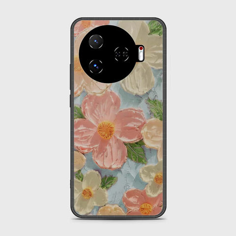 Tecno Camon 30 Pro 5G Cover - Floral Series - Design 16 - Cyan & Pink - HQ Premium Shine Durable Shatterproof Case