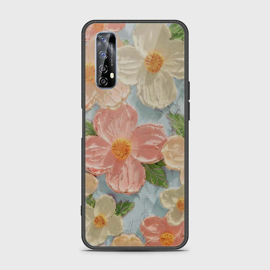 Realme 7 Cover - Floral Series - Design 16 - Cyan & Pink - HQ Premium Shine Durable Shatterproof Case