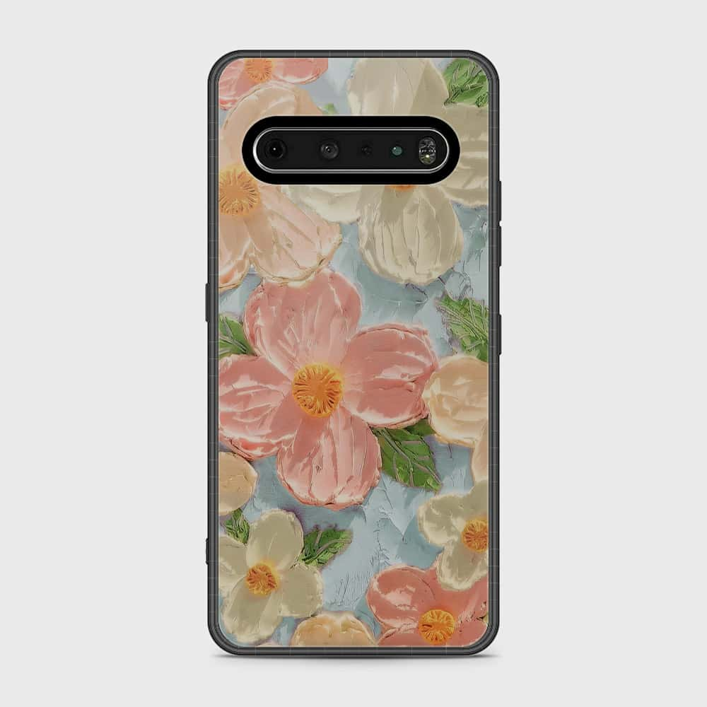 LG V60 Cover - Floral Series - Design 16 - Cyan & Pink - HQ Premium Shine Durable Shatterproof Case