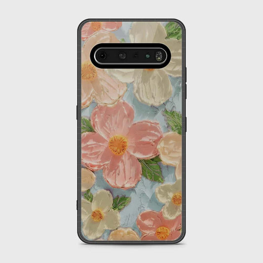 LG V60 ThinQ 5G Cover - Floral Series - Design 16 - Cyan & Pink - HQ Premium Shine Durable Shatterproof Case