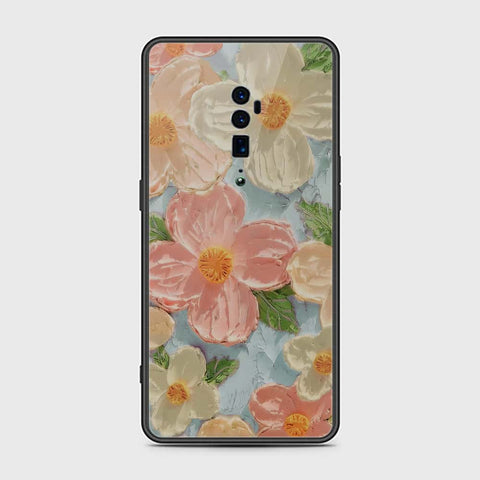 Oppo Reno 10x Zoom Cover - Floral Series - Design 16 - Cyan & Pink - HQ Premium Shine Durable Shatterproof Case